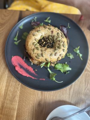 Vegan bagel sandwich  at Ginger & Gray's Cafe and Diner in Munich