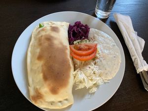 Teigtaschen mit Broccholi und V Käse, dazu V Zazicki at Bei Ali in Kassel