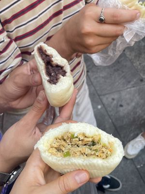 Bean paste bao and tofu skins with pepper bao  at Bao Zi in Milan