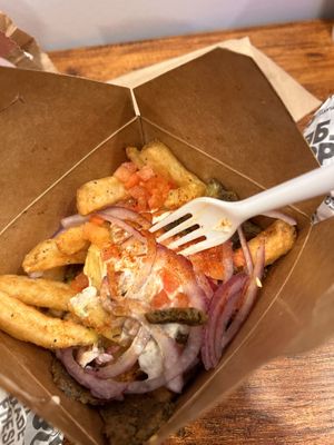 Greek fries  at Odd Burger in Brampton