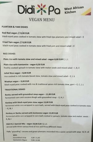 vegan menu #Veganuary at DIDI PA - West African Kitchen in Berlin