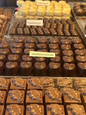 hazelnut, violet  at Chocolate Brothers in Bruges