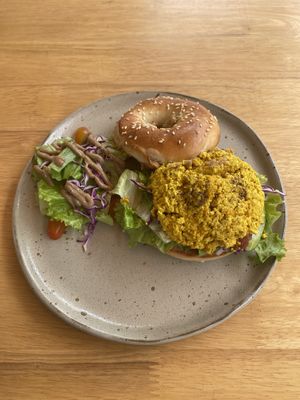 Vegan bagel with tofu scrambler #Veganuary at The Village Bakery and Cafe in Siem Reap