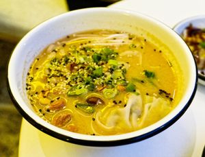Miso soup w/noodles at Lil Bao  in Brussels