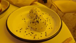 Coconut mochi (desert) at Lil Bao  in Brussels