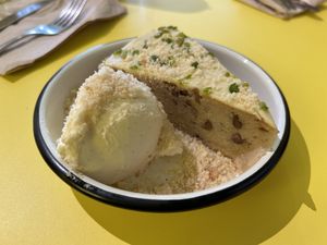 Banana cake with vanilla ice cream  at Lil Bao  in Brussels