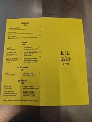 Menu at Lil Bao  in Brussels