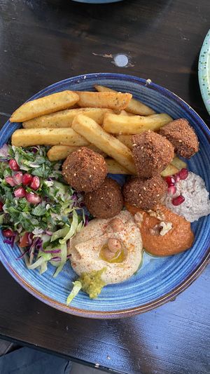 Felafel bowl with friesd  at Gaza Grill Kødbyen in Copenhagen