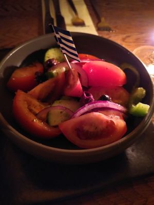 Vegan Greek salad at Ethos at The Monro in Liverpool