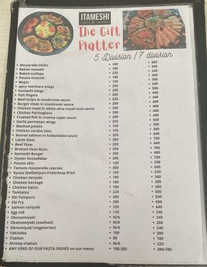 menu  at Itameshi in Olongapo City