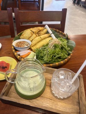 Green juice and pancake   at Sữa Cafe in Hoi An