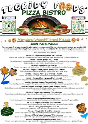 2025 Vegan Menu at Tegridy Foods in Redcar