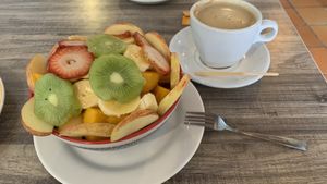 A fruit salad changed on my request .  at El Cafe Jardin in Villa De Leyva