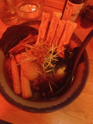 vegan tofu shoyu ramen at Takumi Ramen & Yakisoba Kitchen in Antwerpen