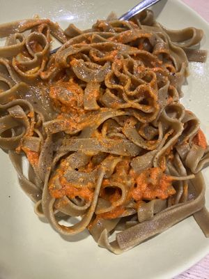 Curry-Pasta with spicy sauce.  at Panzamorena in Cordoba