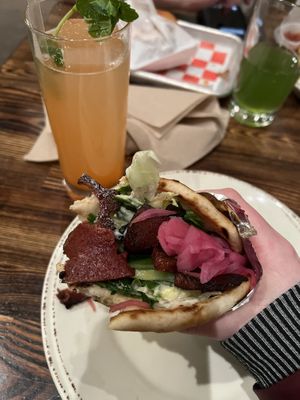 Gyro My Heart & carrot top cocktail  at The Market At Malcolm Yards in Minneapolis