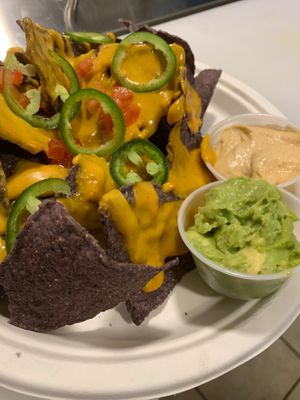 Vegan Glute Free Blue Corn Nachos  at Dark & Light Cafe in Mount Dora
