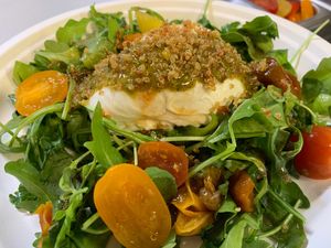 Burrata Salad at Dark & Light Cafe in Mount Dora