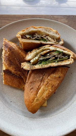 Burdock garlic mayo sandwich  at My Little Mountain in Seoul