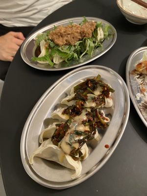 Shiso-ponzu gyoza and chives-mustard gyoza  at  Vegan Place SHUWASHUWA PEACE - シュワシュワピース in Tokyo