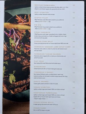 Dinner menu 3  at Tullah Lakeside Lodge in Tullah