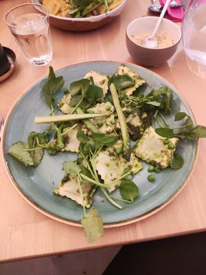 Pea ravioli at Pastan Brighton in Brighton