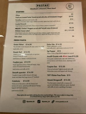 Menu  #Veganuary at Pastan Brighton in Brighton