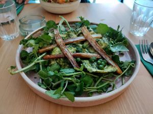 Ravioli in green pesto-like sauce at Pastan Brighton in Brighton