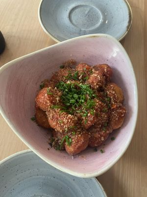 Fries gnocchi with pomodoro  at Pastan Brighton in Brighton