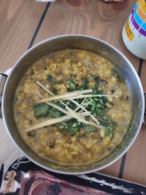 Mung dhal with rhubarb at Mowgli in Preston