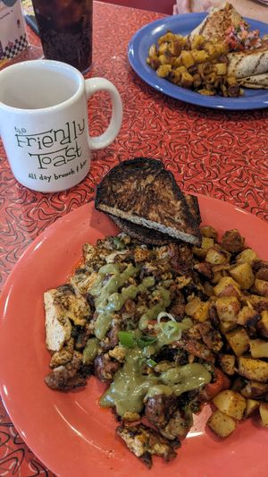 Vegan sausage scramble at The Friendly Toast in Portland