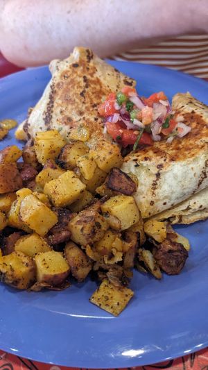 Vegan breakfast burrito at The Friendly Toast in Portland