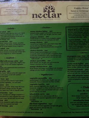 Menu  at Nectar in Granada