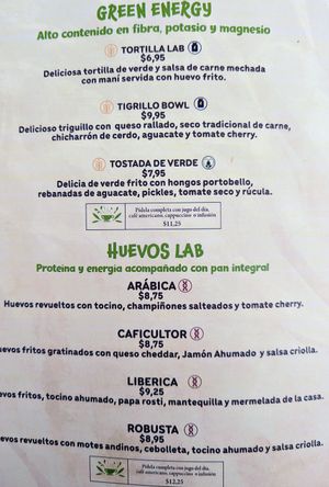 Menu 6 of 17, March 2023 at 1835 Coffee Lab in Puerto Ayora
