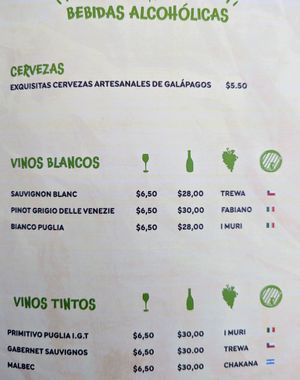 Menu 16 of 17, March 2023 at 1835 Coffee Lab in Puerto Ayora