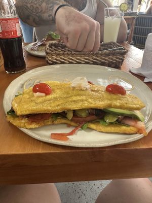 Plantain sandwich  at 1835 Coffee Lab in Puerto Ayora