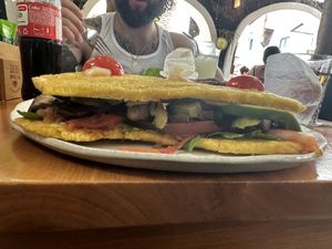 Plantain sandwich  at 1835 Coffee Lab in Puerto Ayora