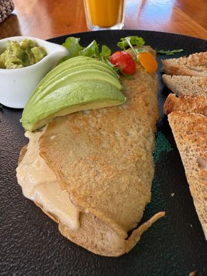 Quinoa omelette - fully vegan  at 1835 Coffee Lab in Puerto Ayora
