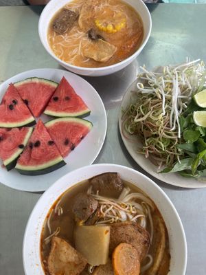 curry and the fish noodle  at Cơm Chay in Phan Thiet