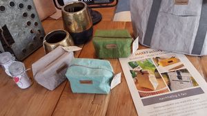 upcycled paper pouches at Cafino in Munich