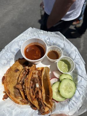 Quesa tacos no cilantro from Yaqui Zen  at Lulu's Vegan - Vegan Farmer's Market in Las Vegas