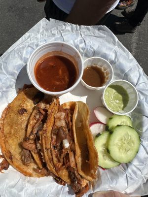 Quesa tacos no cilantro from Yaqui Zen  at Lulu's Vegan - Vegan Farmer's Market in Las Vegas