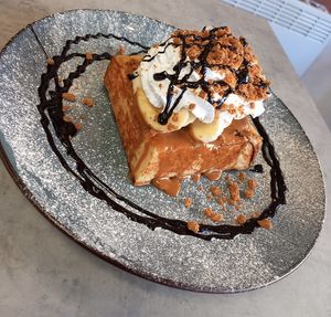Vegan biscoff and banana French toast  #Veganuary at C.R.E.A.M in Halifax