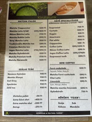 Menu   at Matcha Tsuki in Budapest