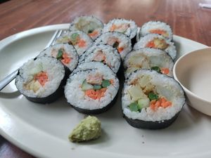 Sushi only on Fridays (get there early though) at El Patio in San Salvador