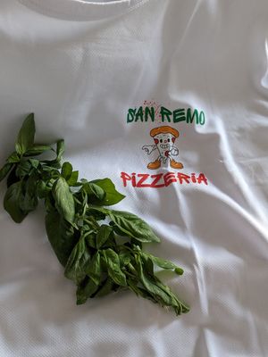 Fresh Basil and tshirt at San Remo Pizzeria & Restaurant in Ridgewood