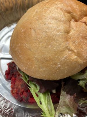 Chickpea Red  Beet Burger  at Square Cafe in Pittsburgh