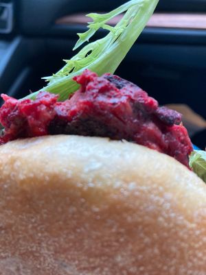 Chickpea Red  Beet Burger  at Square Cafe in Pittsburgh