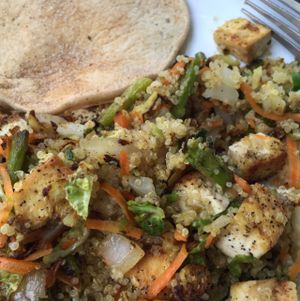 pancake & tofu quinoa scramble at Square Cafe in Pittsburgh