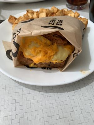 Chive biscuit sandwich   at Square Cafe in Pittsburgh